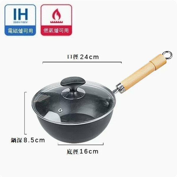 Popular uncoated lightweight mini pan [(uncoated honeycomb non-stick) 24cm + lid]