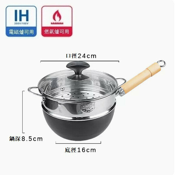 Popular uncoated lightweight mini pan [(uncoated honeycomb non-stick) 24cm + lid + steamer]