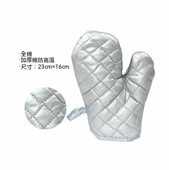 熱推烘焙高溫防燙安全隔熱手套(銀色小號）