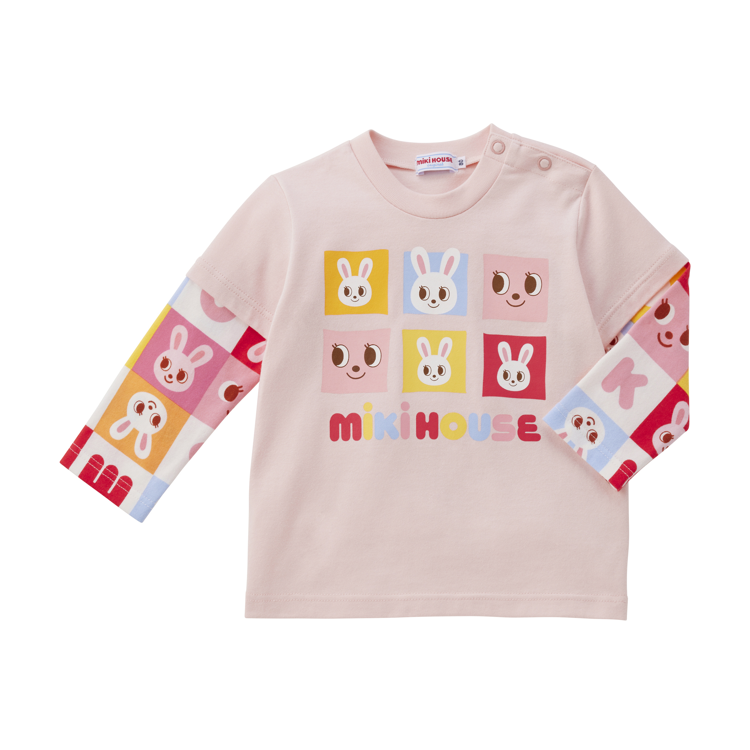 MH 粉色拼格長袖T恤