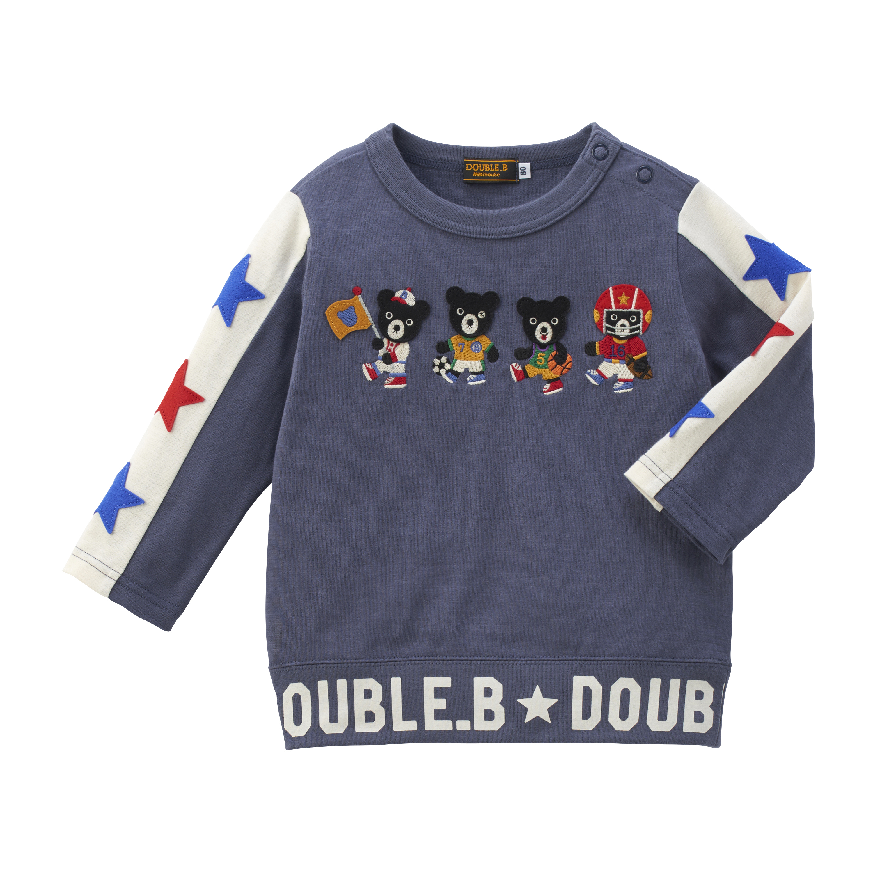 藍色小熊星星圖案長袖T恤