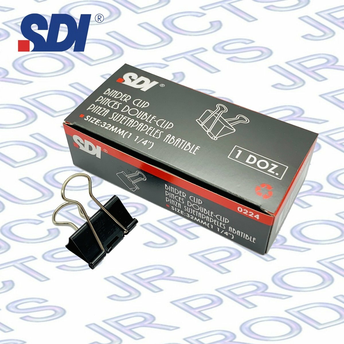 SDI - 台灣手牌 1-1/4寸黑色長尾夾 (12個裝) #0224