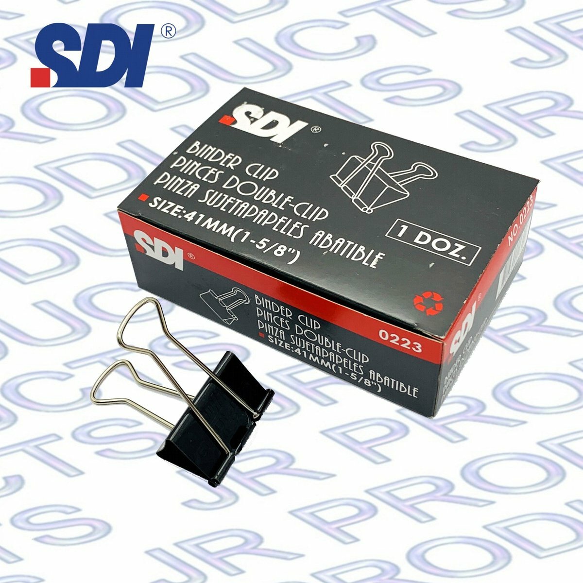 SDI - 台灣手牌 1-5/8寸黑色長尾夾 (12個裝) #0223