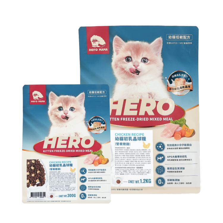 台灣 Heromama 幼貓初乳晶球糧 - 營養嫩雞 (300g/1.2kg)