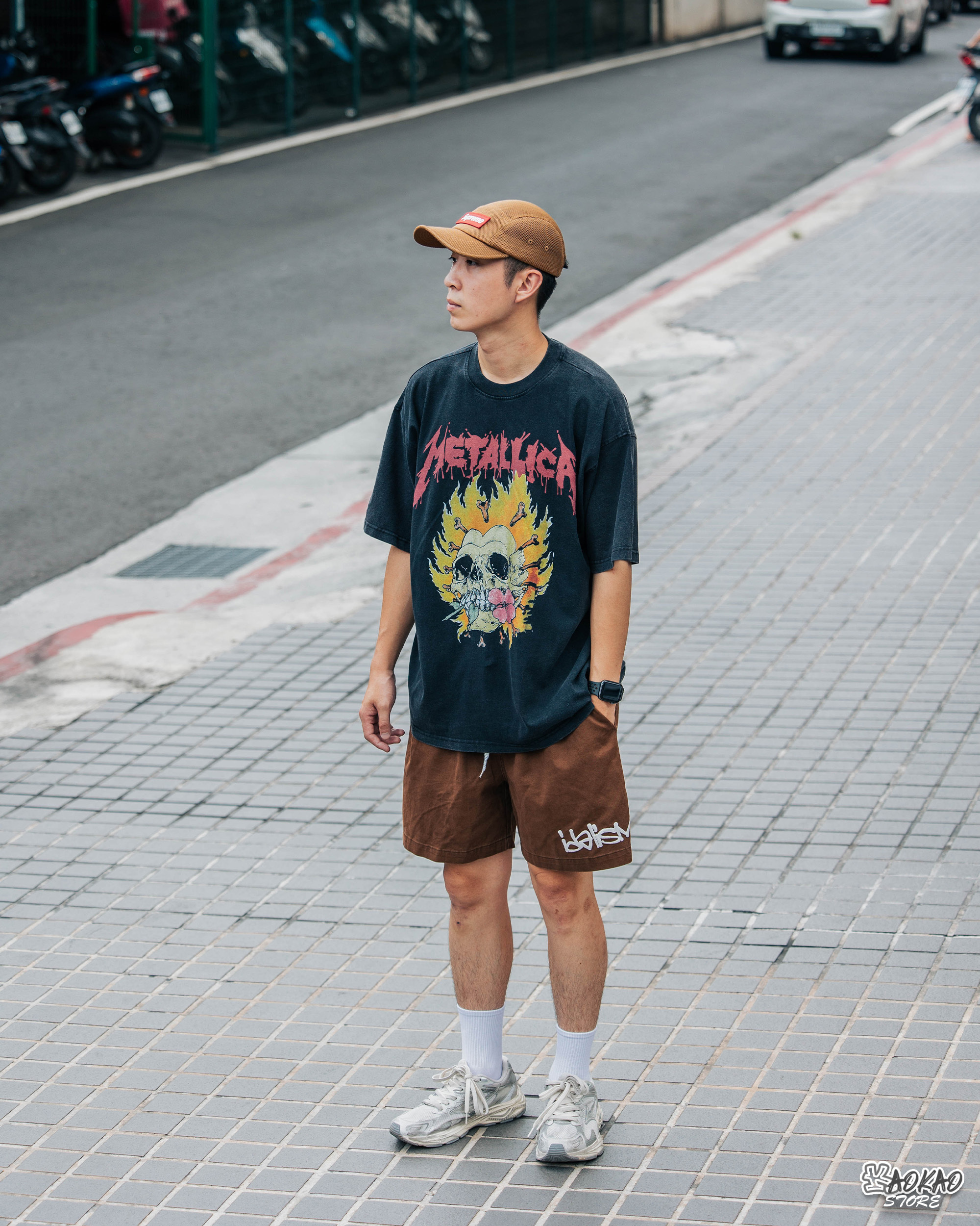 水洗復古 潮牌 短袖T恤 玫瑰骷髏 Metallica【xianshifan】