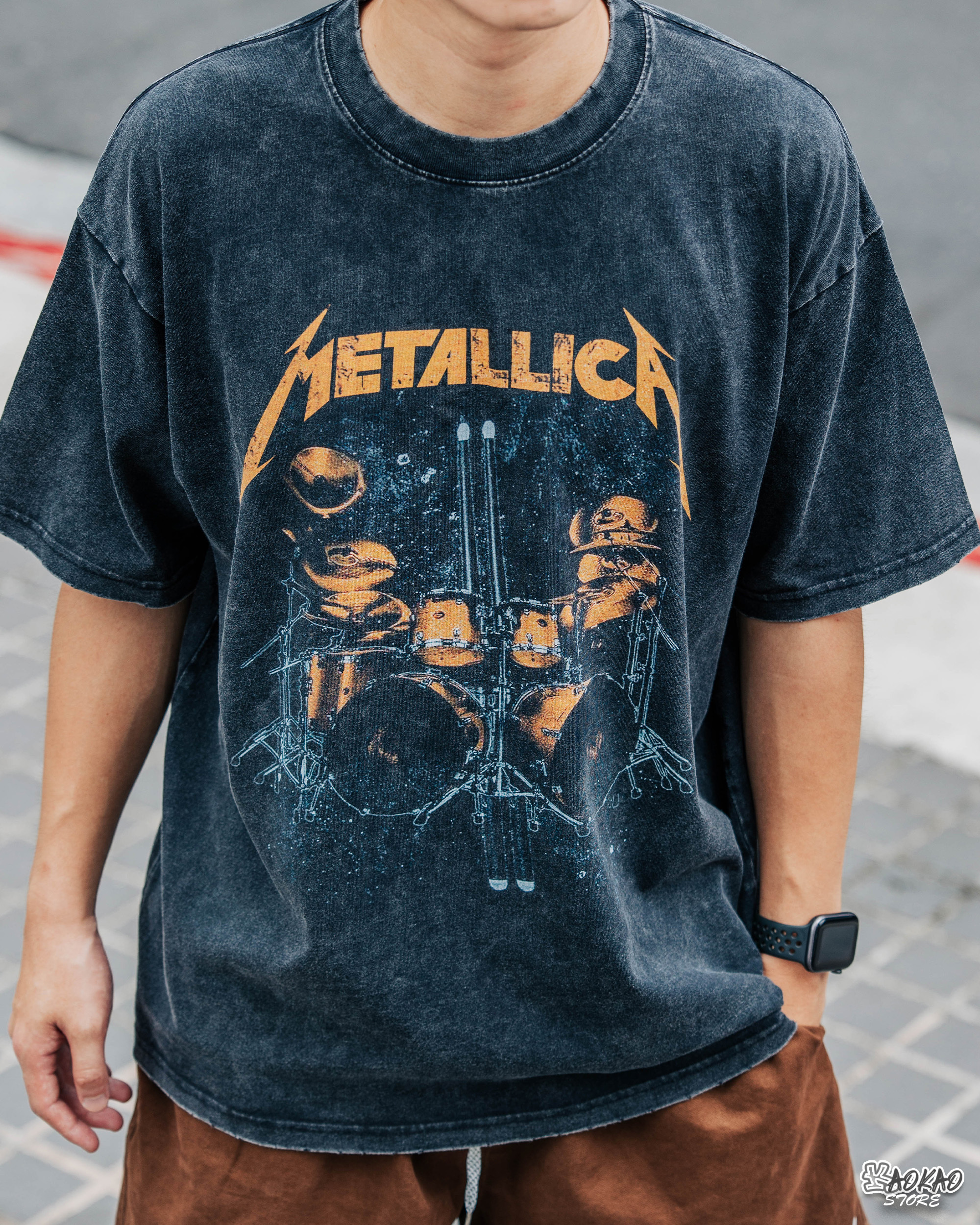 水洗復古 潮牌 短袖T恤 Metallica重金屬樂團【xianshifan】