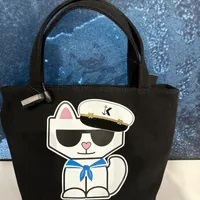 [S] KARL LAGERFELD LH4EG2DE CANNES MINI CANVAS TOTE,BLACK/WHITE, 196788502871 (SKL1075)