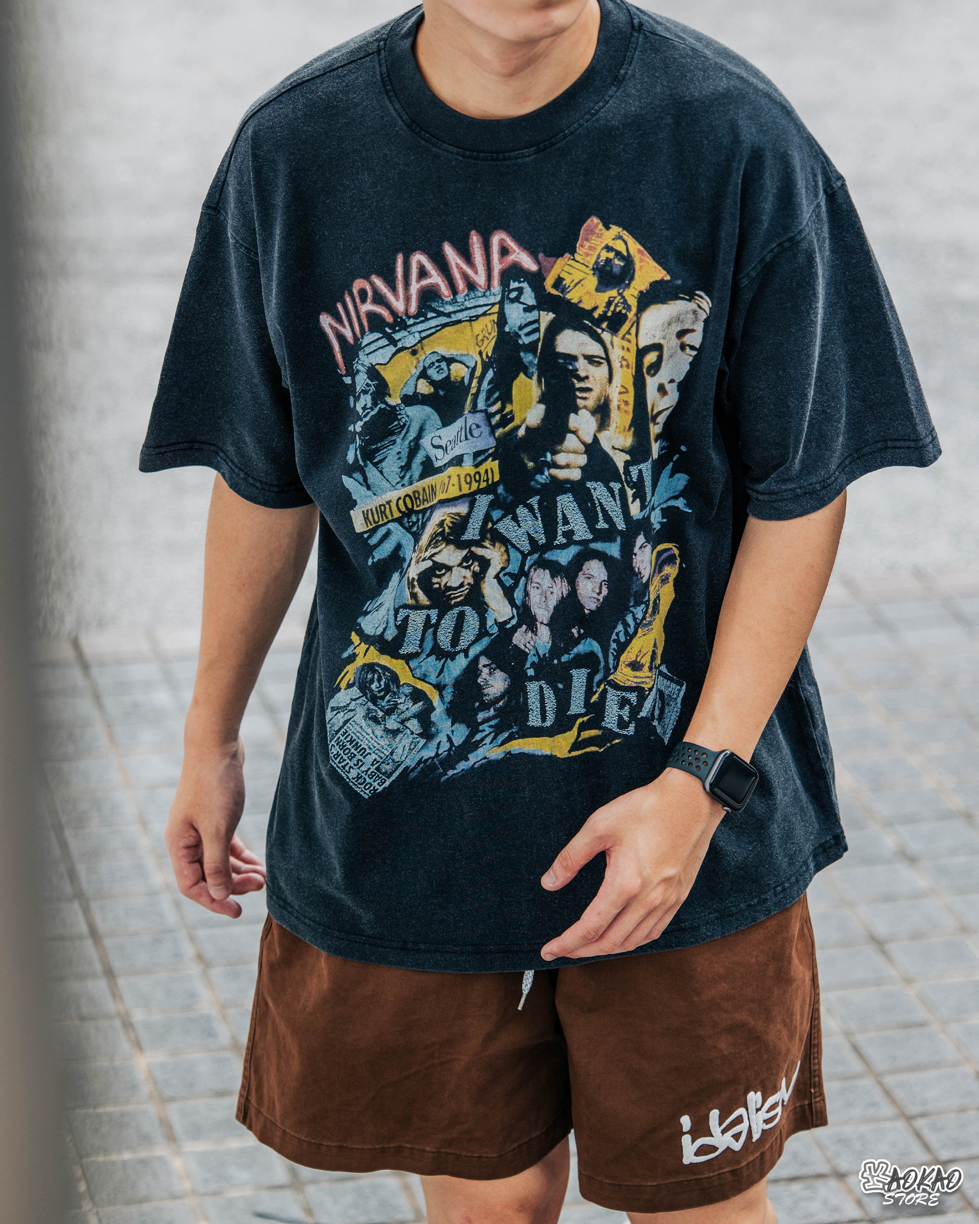水洗復古 潮牌 短袖T恤 Kurt COBAIN 傳奇樂隊T【xianshifan】