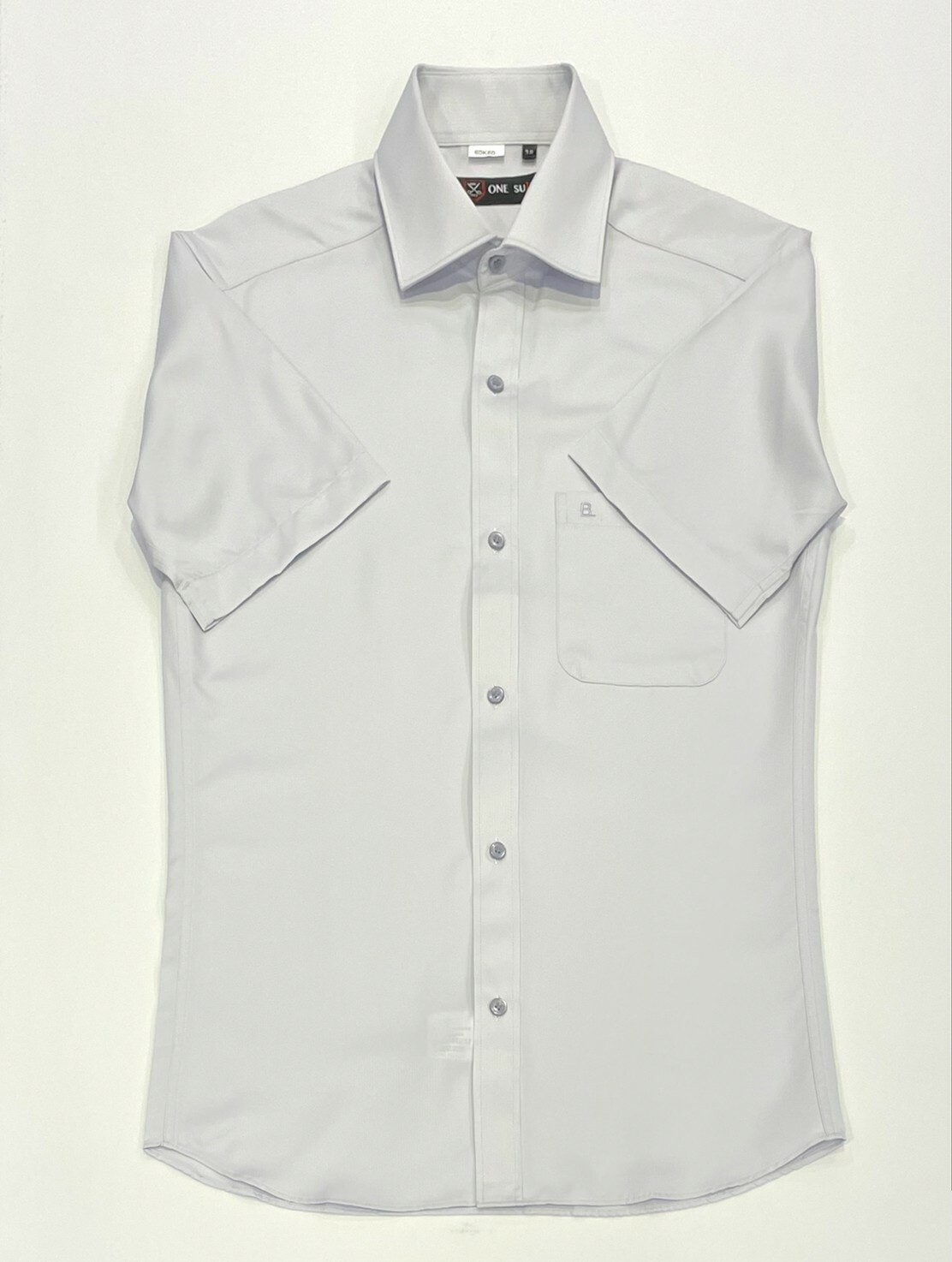 素色彈性短袖灰襯衫 |透氣防皺彈性襯衫|01