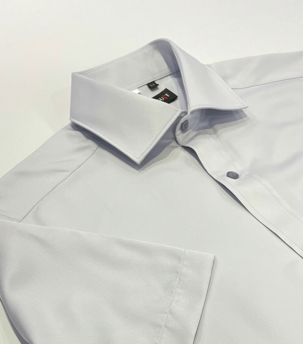 素色彈性短袖灰襯衫 |透氣防皺彈性襯衫|02