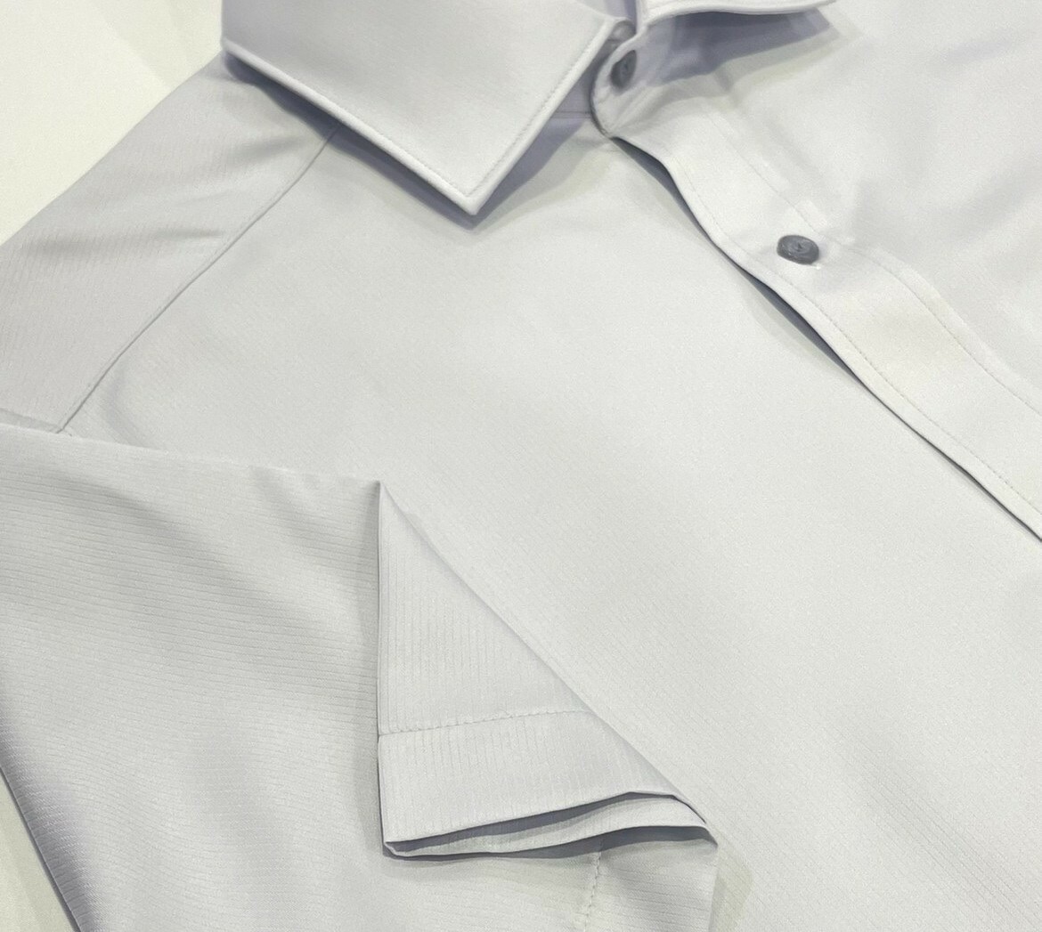 素色彈性短袖灰襯衫 |透氣防皺彈性襯衫|04