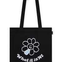 [S] MARK GONZALES WHAT IT ISN'T FLORY CANVAS ECO BAG,BLACK, MG2401EC03-BK [FINAL SALE] (SMG33)