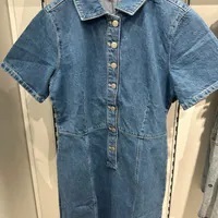 [S] TOMMY HILFIGER SHORT SLEEVE DENIM DRESS,DARK BLUE, 76J4915-400 (STH700)