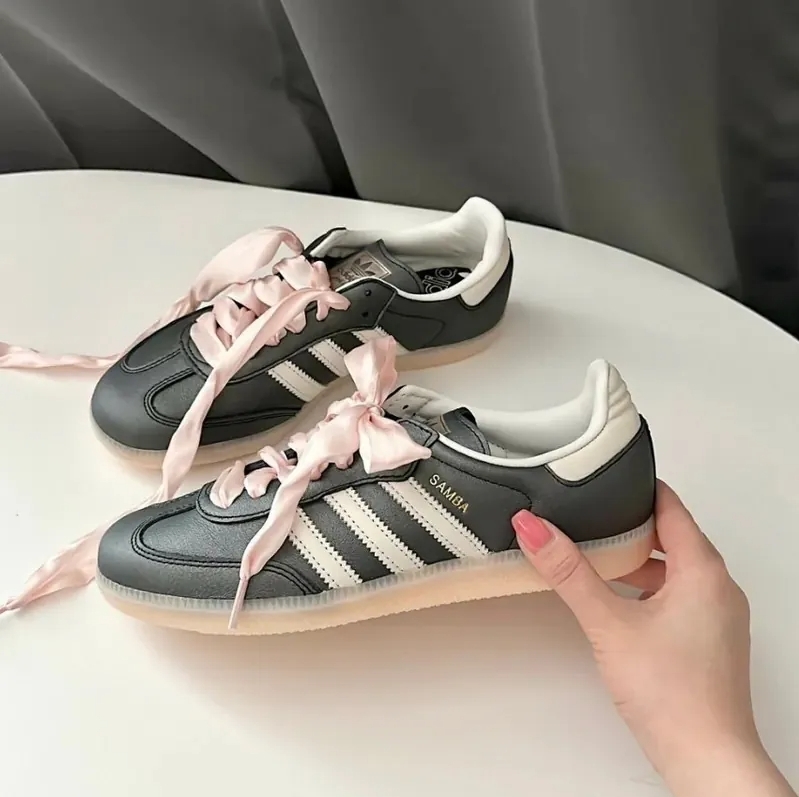 <國外限定> Adidas Originals Samba OG "RIBBON LACES" 緞帶公主 黑米粉 IH8047