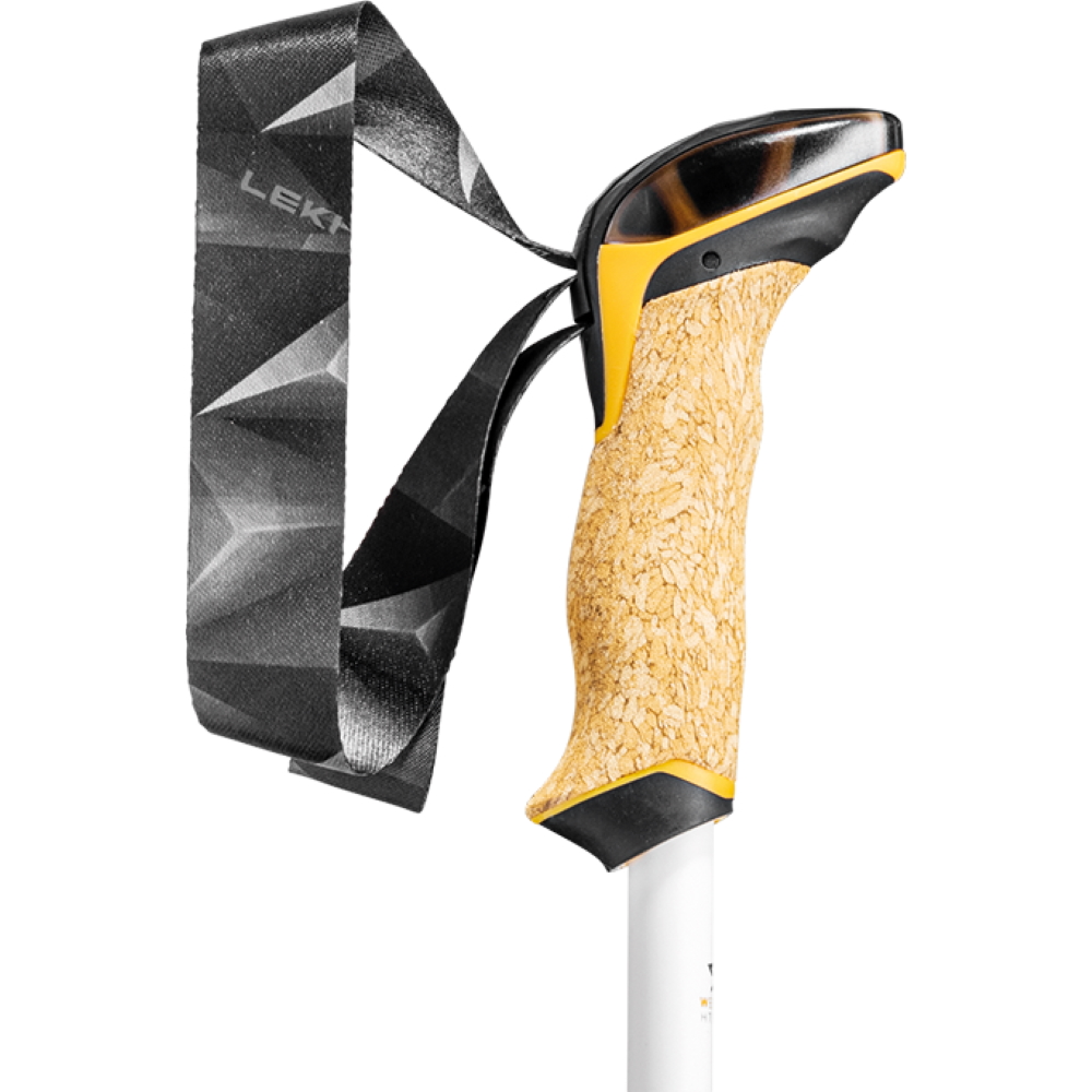 LEKI Cressida 軟木握把鋁合金快扣登山杖 90-125cm 白色黑橘握把 / 單支