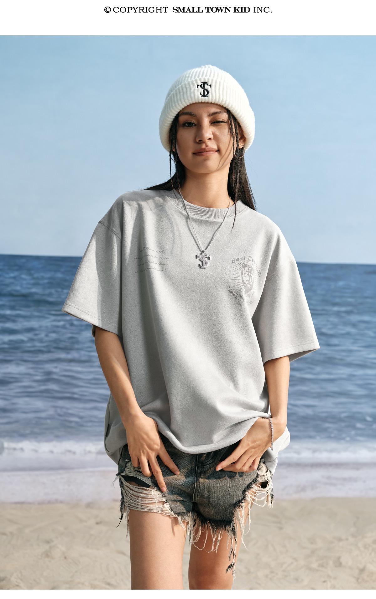 STK SmallTownKid  麂皮材質 騎士印花 短袖 T恤