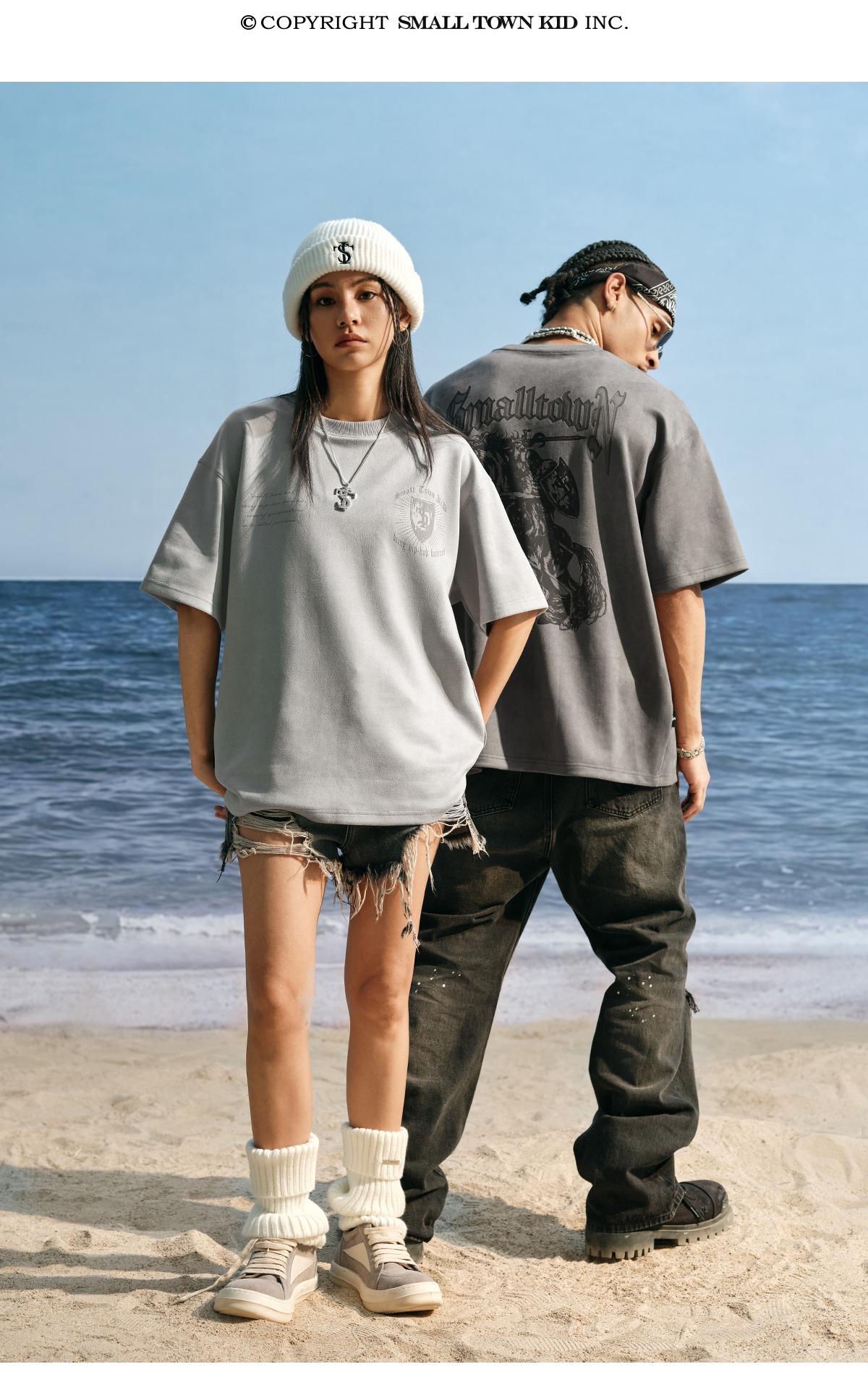 STK SmallTownKid  麂皮材質 騎士印花 短袖 T恤