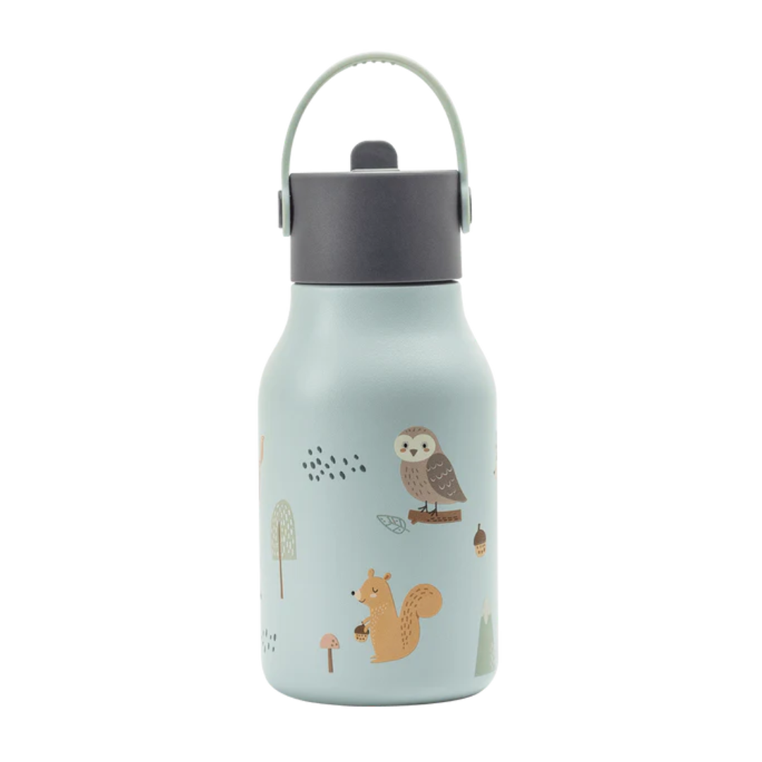 Little Lund 兒童不鏽鋼飲管水樽- 400毫升 - 森林（淺藍色）