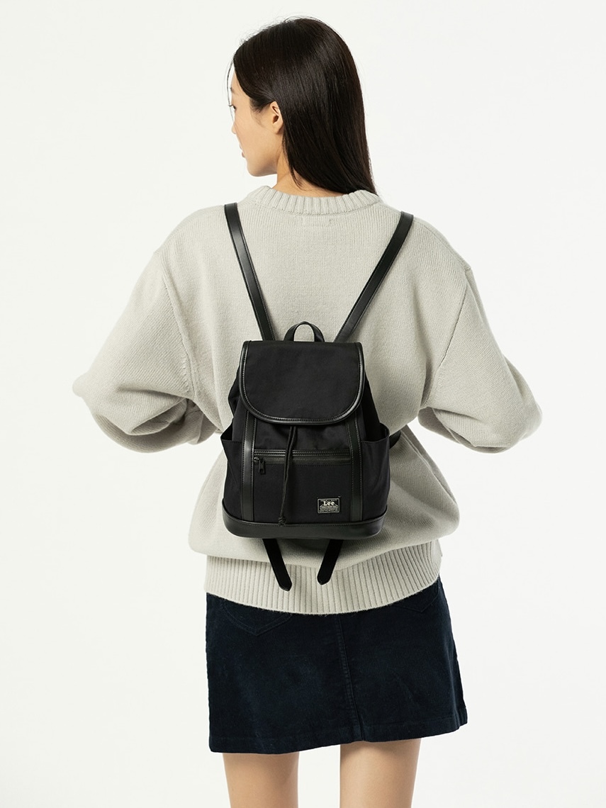 <預購> 韓國Lee限定款皮質拼接尼龍後背包