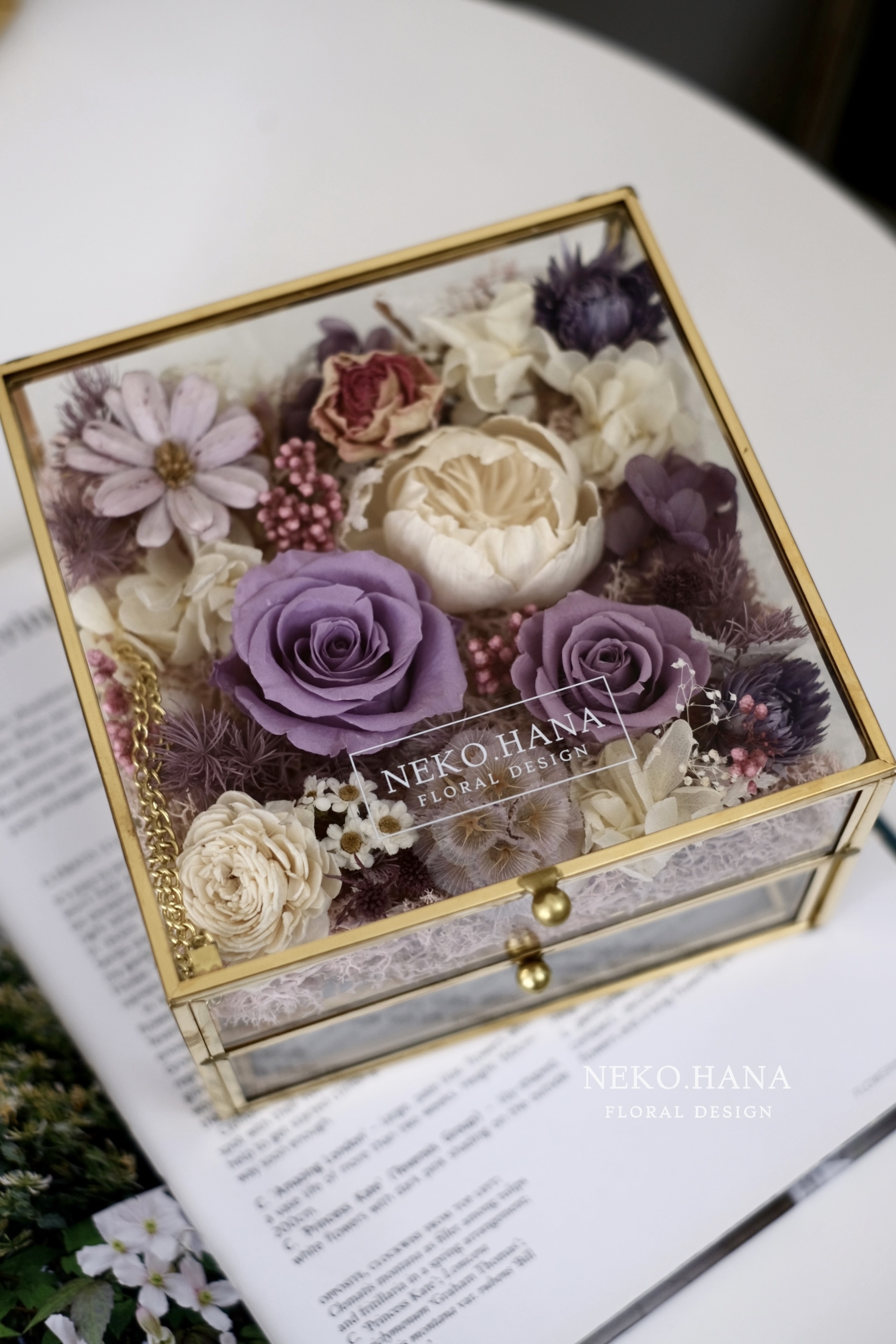 紫玫瑰金邊珠寶收納盒 (中款）