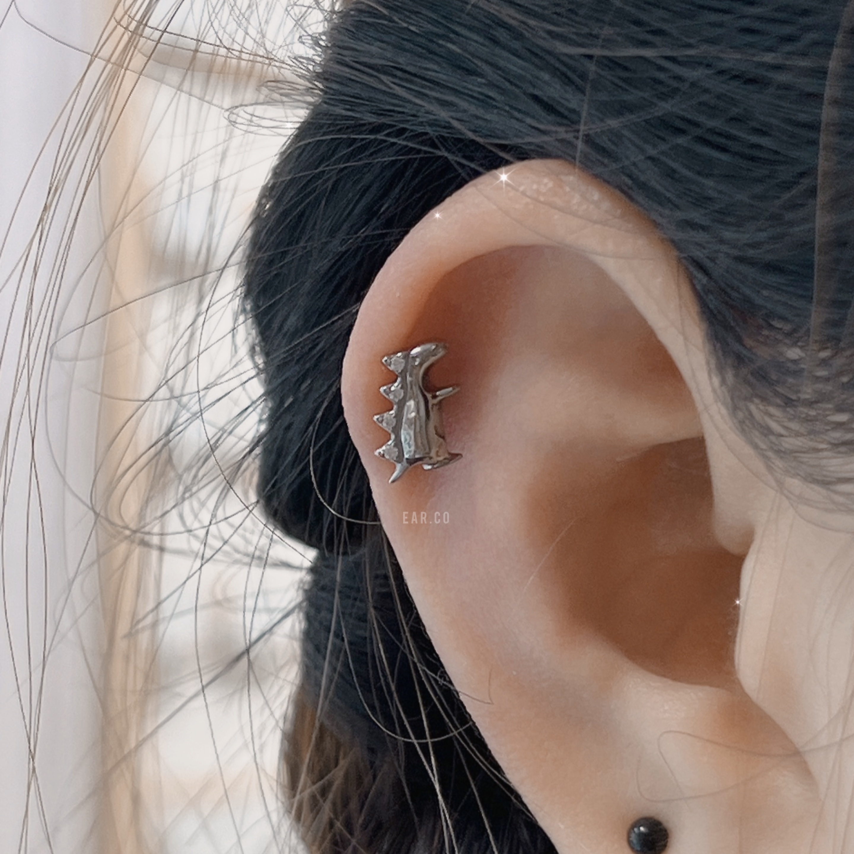 恐龍平頭耳門/耳珠/耳骨釘 [G23 Titanium]