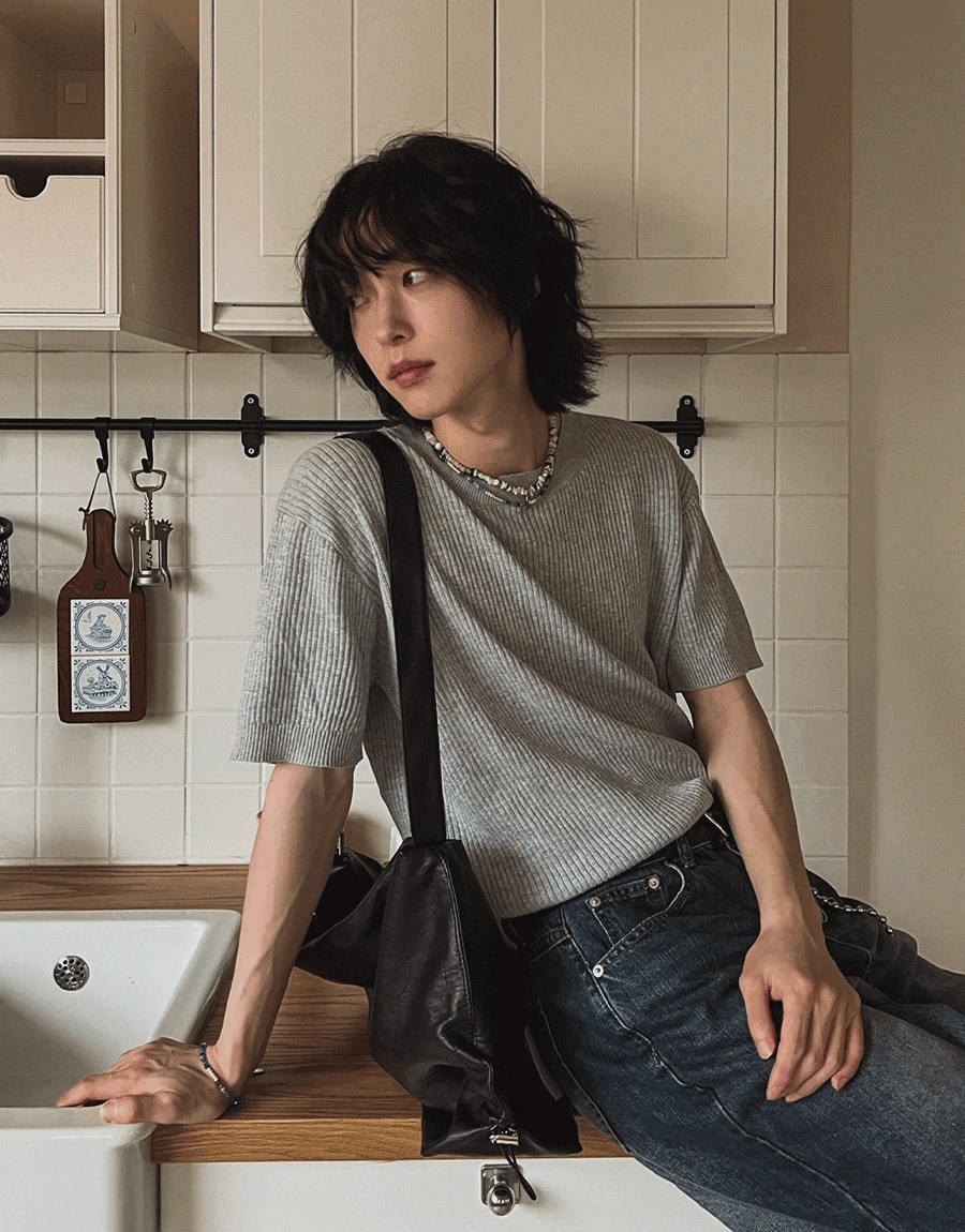 Lander豎紋圓領短袖T恤