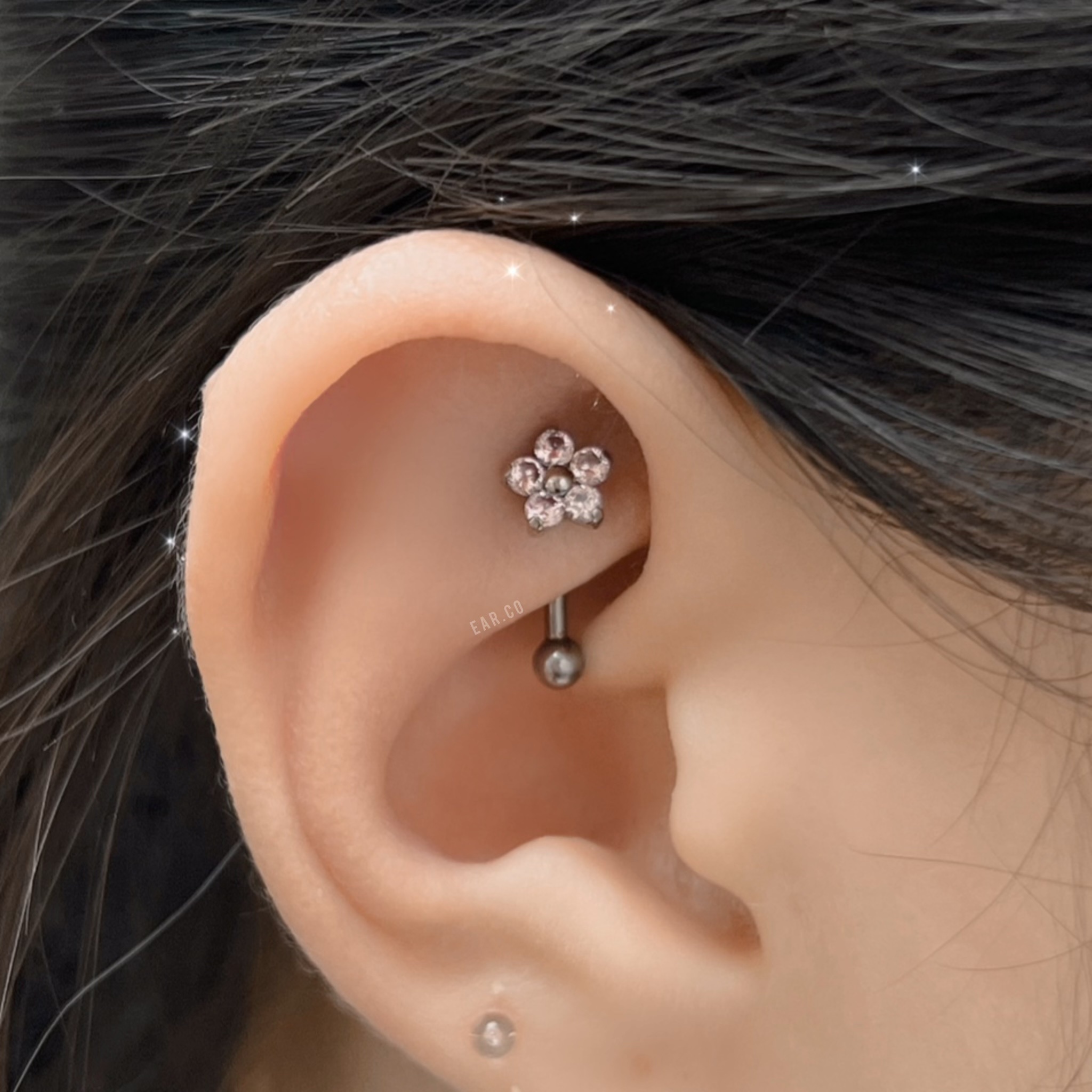 多色花花彎針耳環 [G23 Titanium]