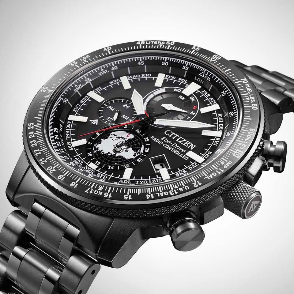 萬年鐘錶 - Citizen 星辰錶  飛行滑尺光動能電波萬年曆男錶  BY3005-56G  錶徑46MM