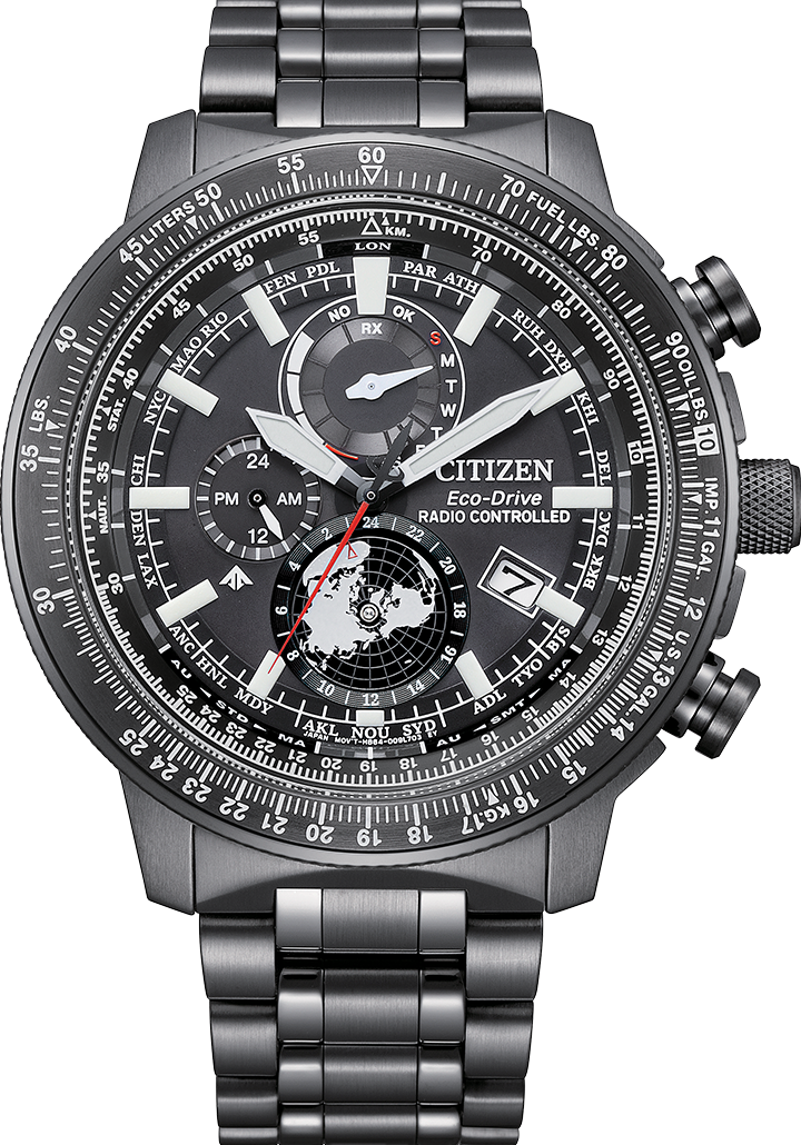 萬年鐘錶 - Citizen 星辰錶  飛行滑尺光動能電波萬年曆男錶  BY3005-56G  錶徑46MM