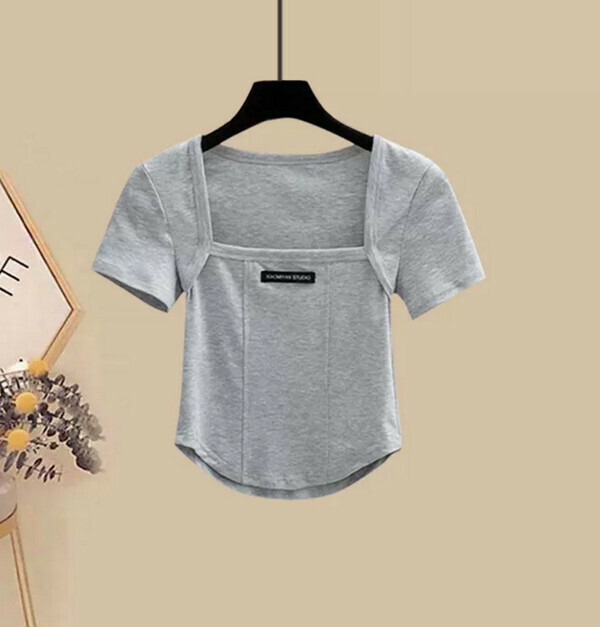 Women's Clothing - T-Shirt#Single Piece (Light Gray) (M-4XL) (Contact customer service to confirm size after placing an order) 