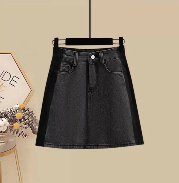 Women's Wear-Denim Skirt#Single Piece (Gray Black) (M-4XL) (Contact customer service to confirm size after placing an order) 