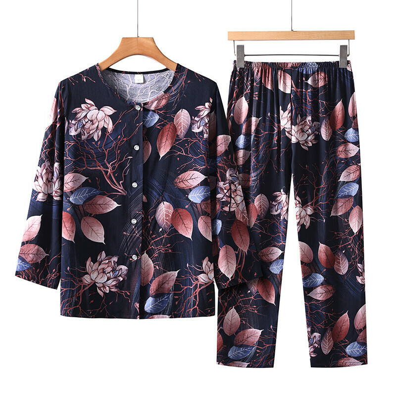 Elderly Long Sleeve Set (XL-5XL Black Maple Leaf) [Please contact customer service to confirm the shipping size after placing an order]