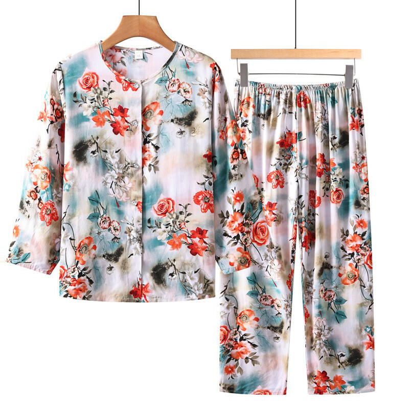 Senior Long Sleeve Set (XL-5XL Light White Rose) [Please contact customer service to confirm the shipping size after placing an order]