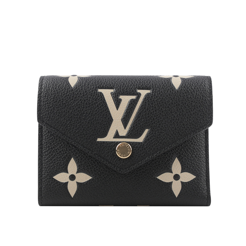 【Louis Vuitton】Victorine Monogram 雙色牛皮三折短夾