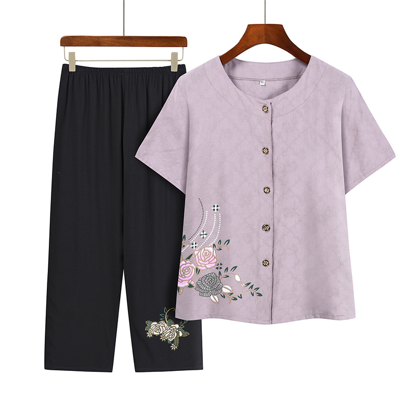 熱推老年人短袖套裝( XL-4XL碼 紫色）【下單後請聯絡客服確認發貨尺碼】