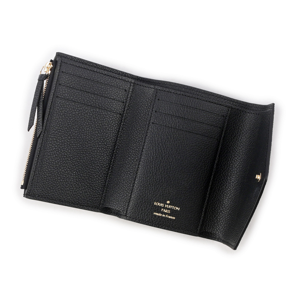 【Louis Vuitton / LV】Victorine Monogram 雙色牛皮三折短夾(黑色/米色) M80968