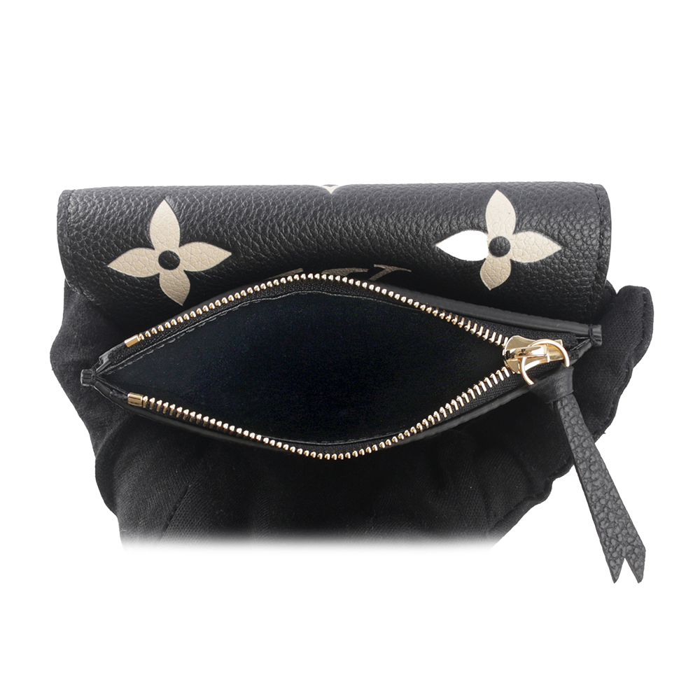 【Louis Vuitton / LV】Victorine Monogram 雙色牛皮三折短夾(黑色/米色) M80968