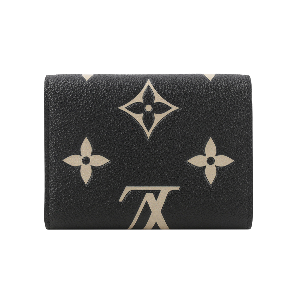 【Louis Vuitton / LV】Victorine Monogram 雙色牛皮三折短夾(黑色/米色) M80968