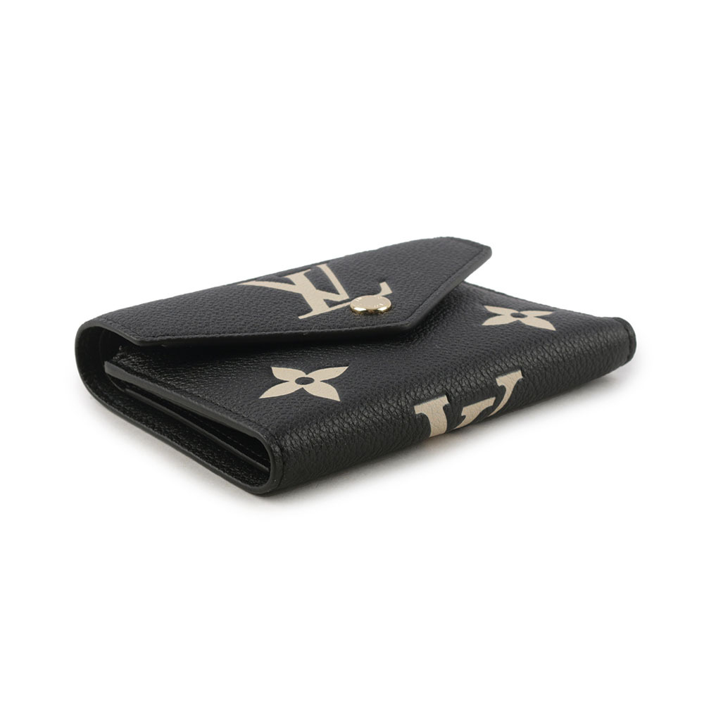 【Louis Vuitton / LV】Victorine Monogram 雙色牛皮三折短夾(黑色/米色) M80968