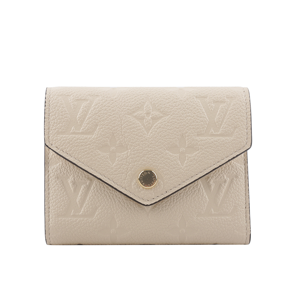 【Louis Vuitton / LV】Monogram VICTORINE牛皮壓印零錢袋短夾(奶油色) M82344