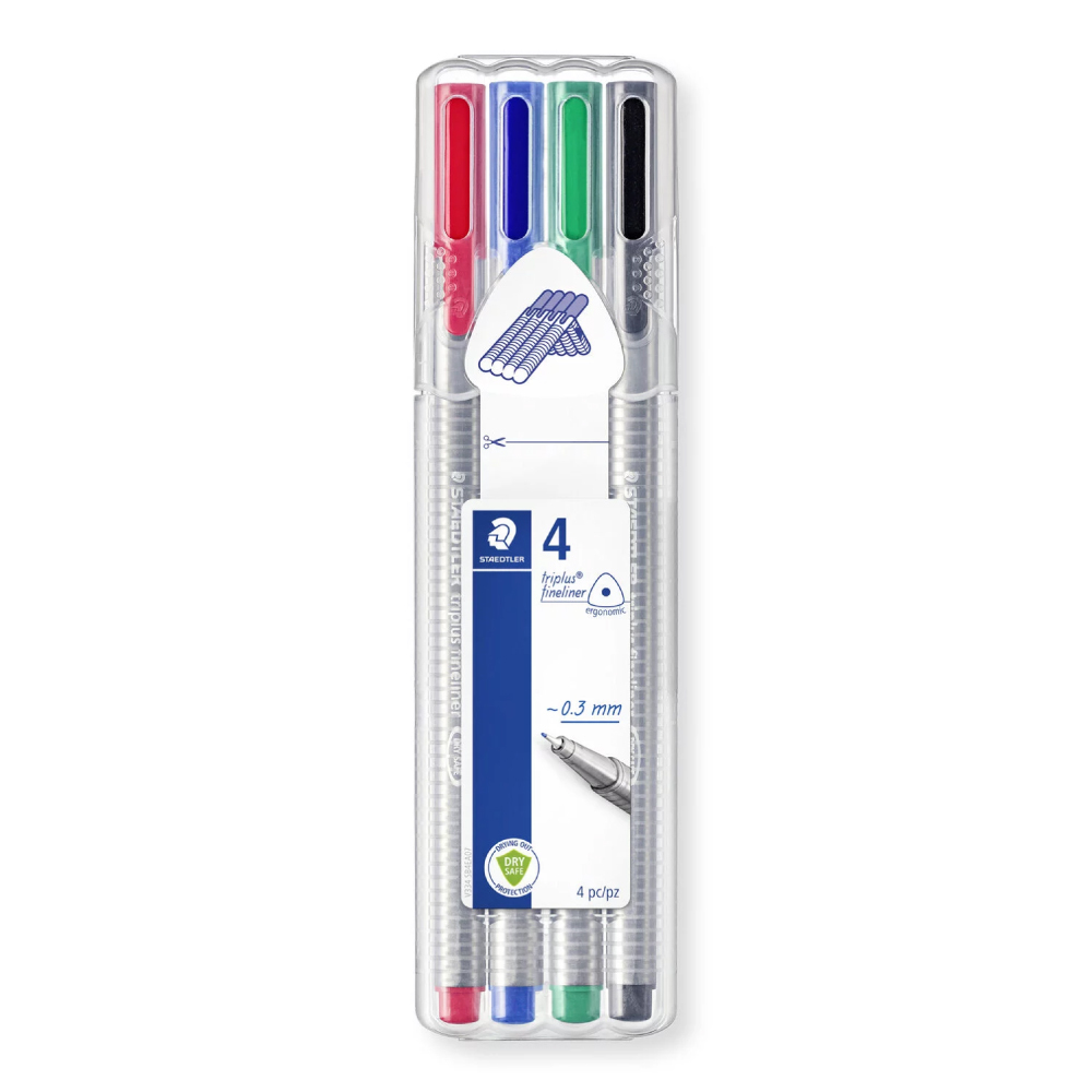 【STAEDTLER 施德樓】 Triplus 三角舒寫細字筆4色組 MS334 SB4
