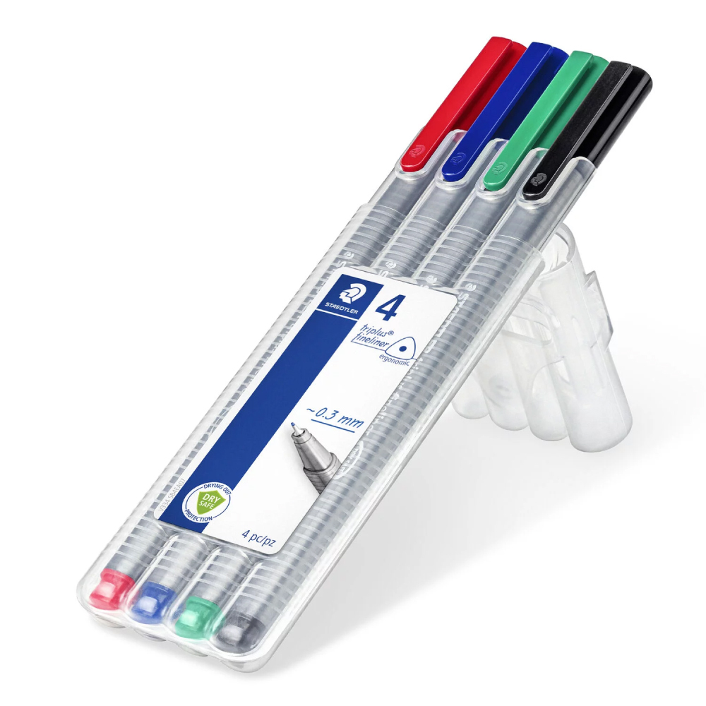 【STAEDTLER 施德樓】 Triplus 三角舒寫細字筆4色組 MS334 SB4