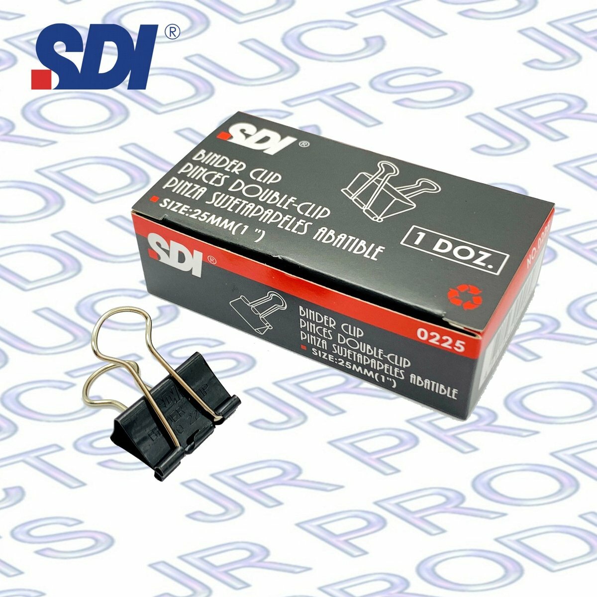 SDI - 台灣手牌 1寸黑色長尾夾 (12個裝) #0225