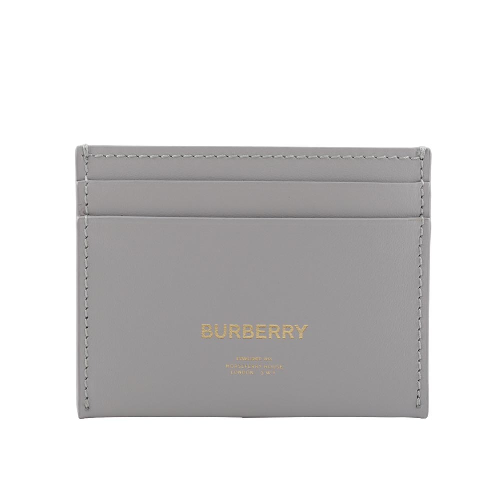 【BURBERRY】金字Logo Sandon 平滑牛皮4卡名片/卡片夾(麻灰色) 80681041