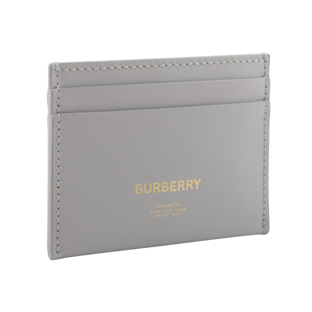 【BURBERRY】金字Logo Sandon 平滑牛皮4卡名片/卡片夾(麻灰色) 80681041