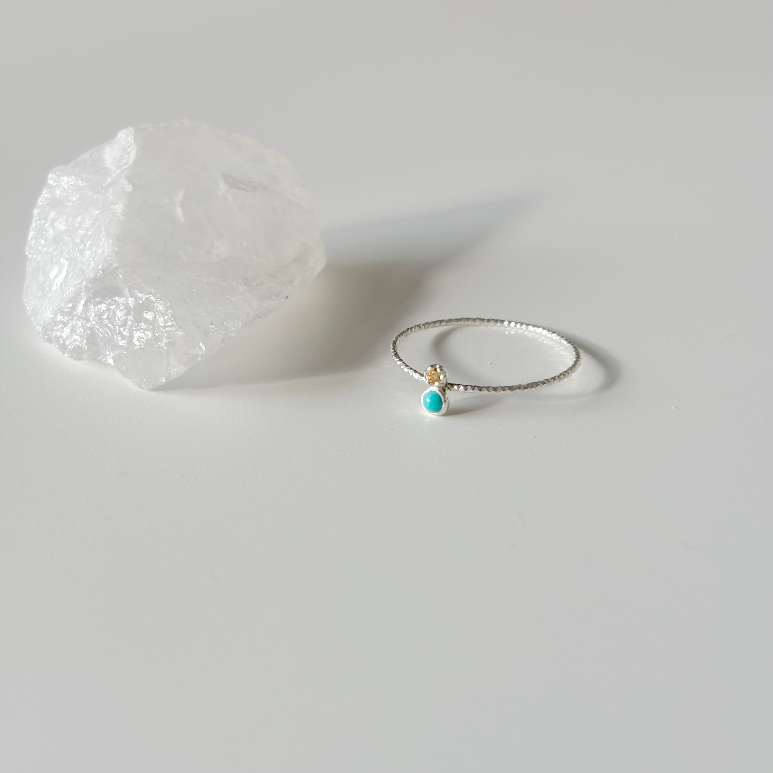 小圓土耳其石黃水晶戒指