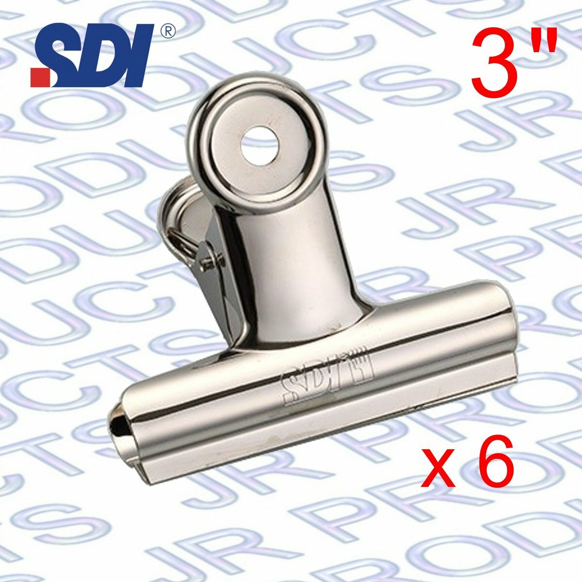 SDI - 台灣手牌 圓型3寸銀鋼夾 (6個裝) #0200
