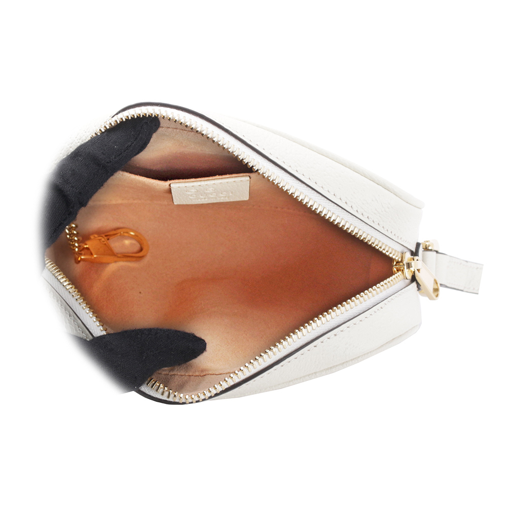 【GUCCI】GG Ophidia 藍紅織帶牛皮迷你斜背包(白色) 719885 DJ2DG 8454