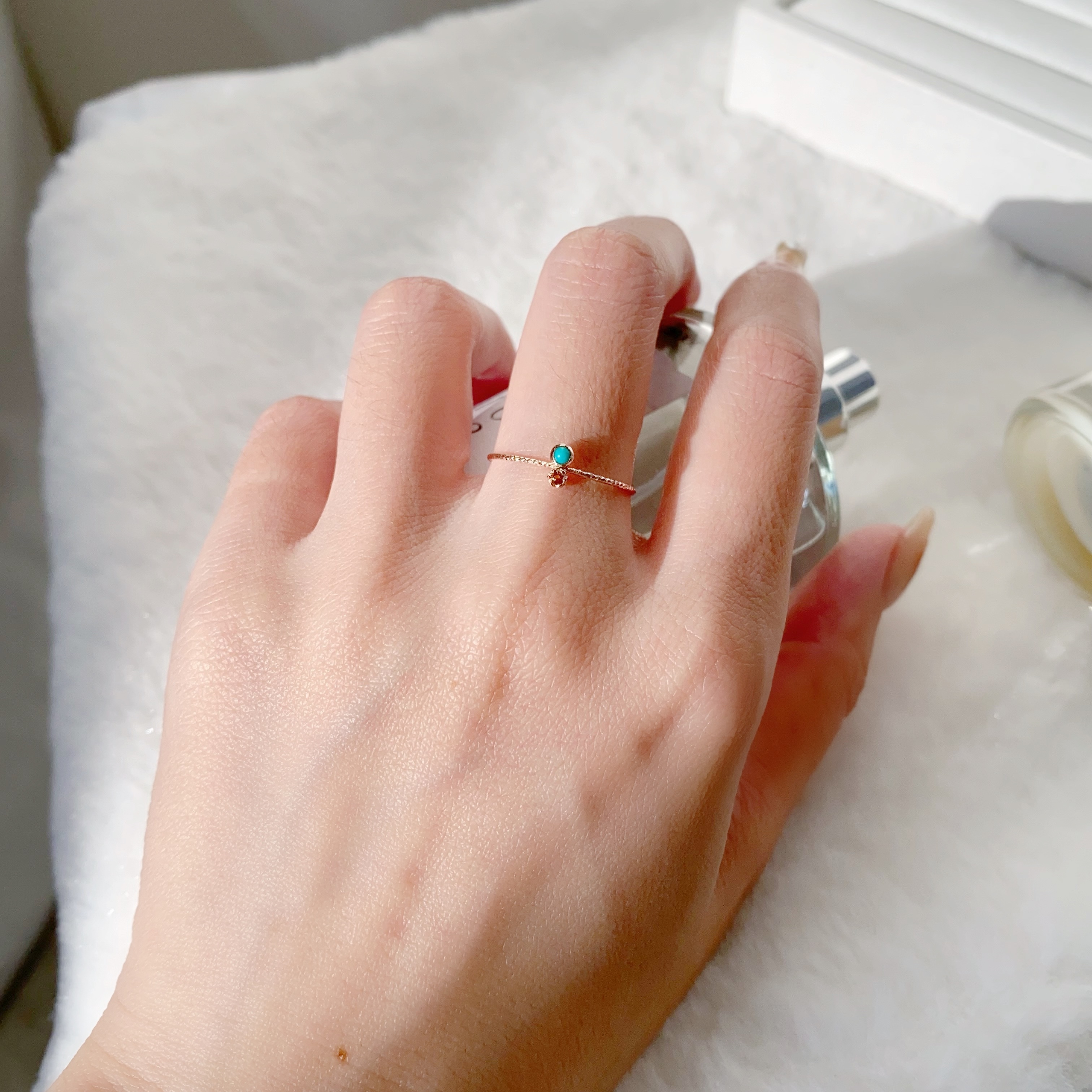 小圓土耳其石黃水晶戒指