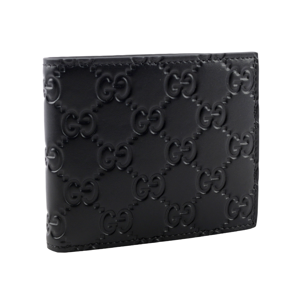 【GUCCI】GG Logo 大標誌壓印牛皮對開8卡短夾